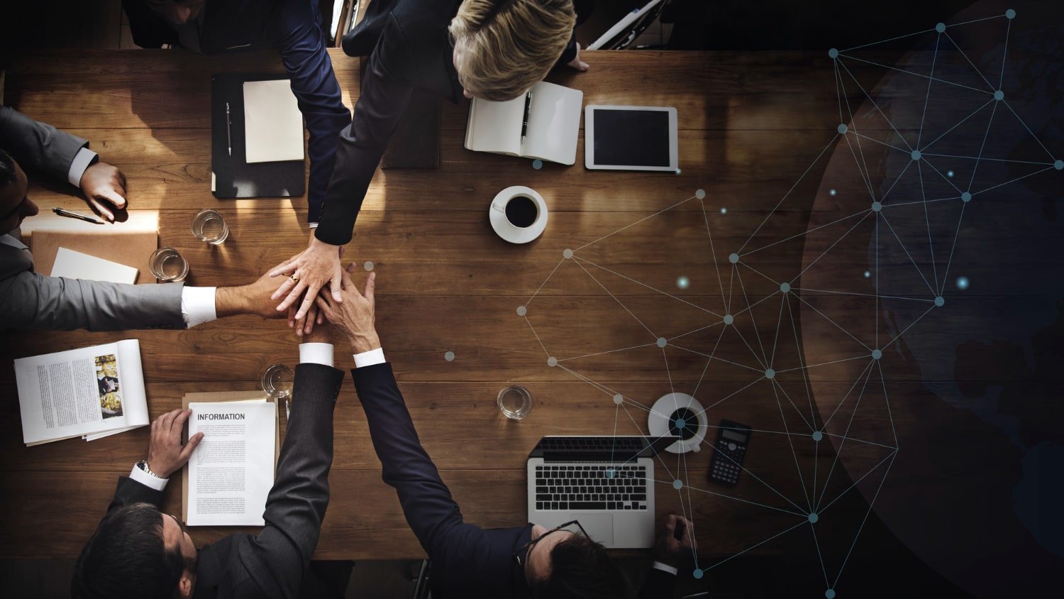 Strongly connected business team working together.
